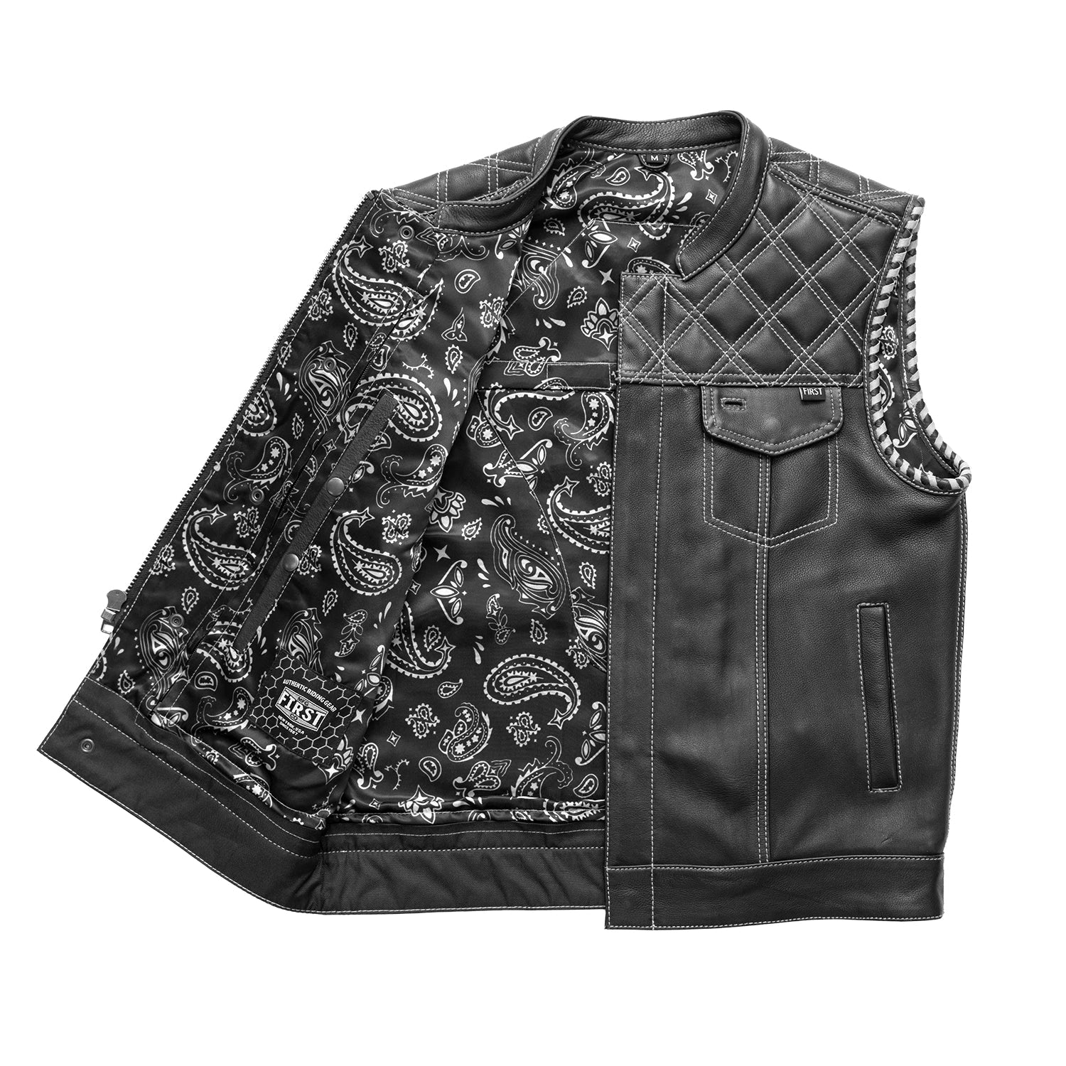 Sinister - Men's Motorcycle Leather Vest Men's Leather Vest First Manufacturing Company
