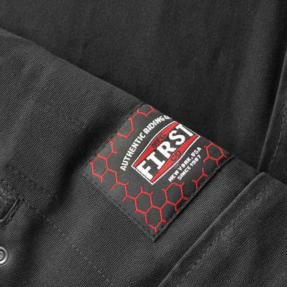 Hunt Club Motorcycle Leather Canvas Vest Black Men's Canvas Vests First Manufacturing Company