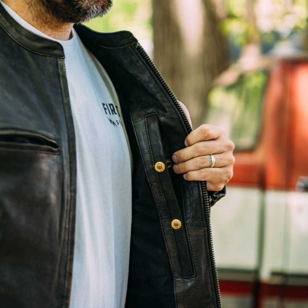 Indy Men's Motorcycle Leather Jacket Men's Leather Jacket First Manufacturing Company