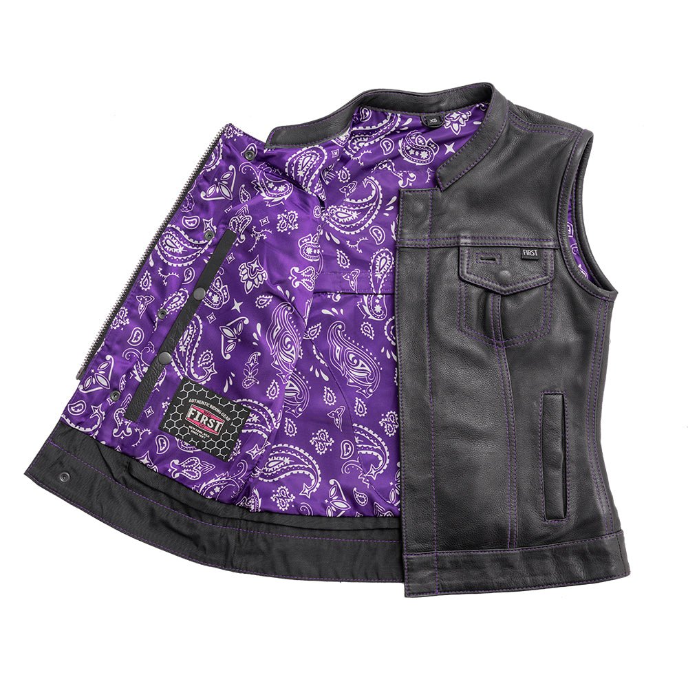 Jessica Women's Motorcycle Leather Vest - Purple - Limited Edition Women's Leather Vest First Manufacturing Company