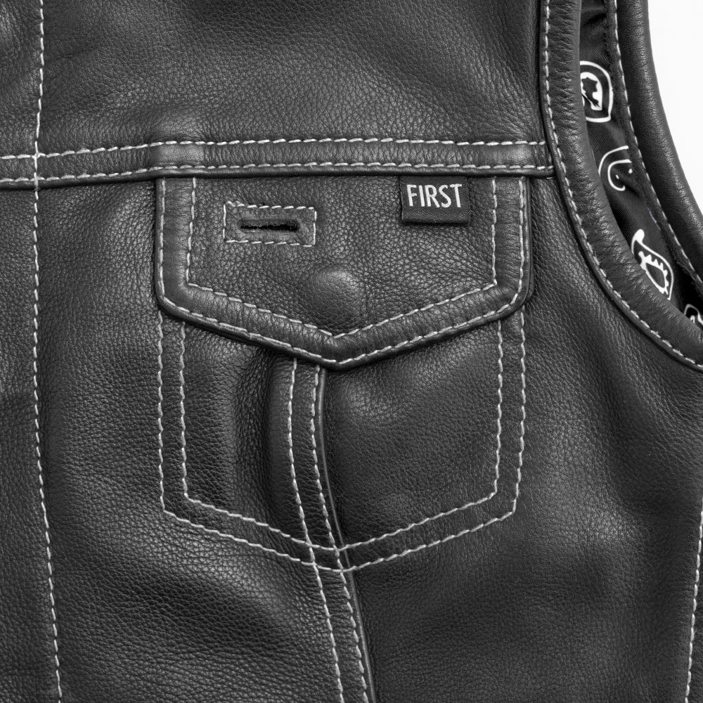 Jessica Women's Motorcycle Leather Vest - White - Limited Edition Women's Leather Vest First Manufacturing Company