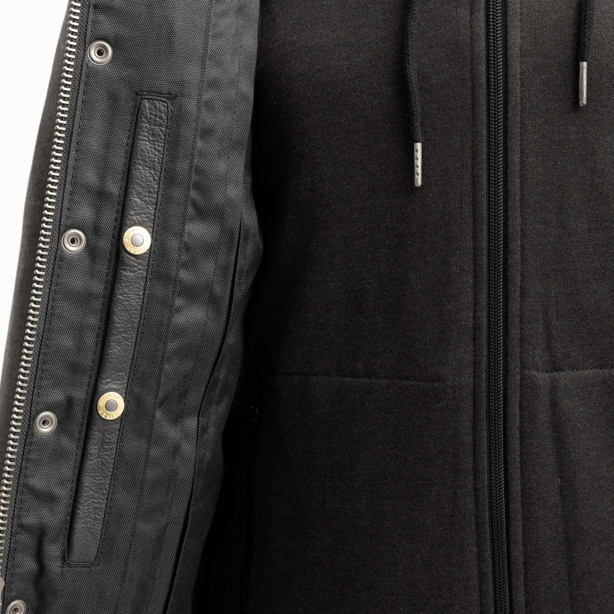 Kent Men's Motorcycle Leather Vest and Hoodie Garage Sale First Manufacturing Company