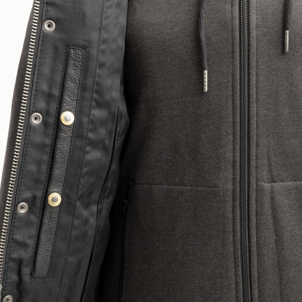 Kent Men's Motorcycle Leather Vest and Hoodie Garage Sale First Manufacturing Company