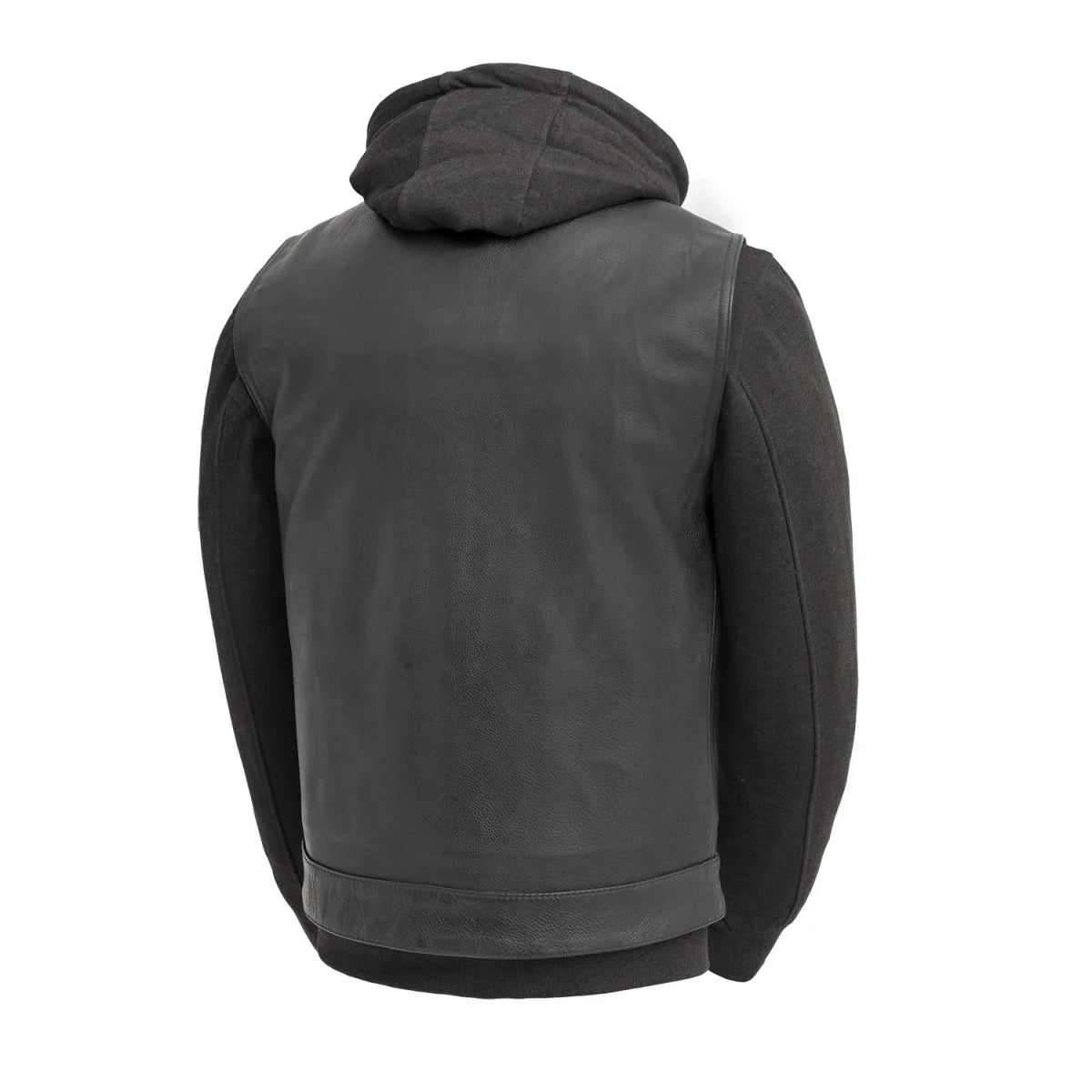 Kent Men's Motorcycle Leather Vest and Hoodie Garage Sale First Manufacturing Company