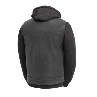 Kent Men's Motorcycle Leather Vest and Hoodie Garage Sale First Manufacturing Company