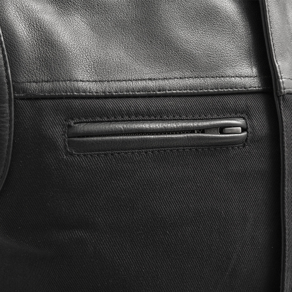 Lowrider Men's Motorcycle Leather/Twill Vest Men's Leather/Twill Vest First Manufacturing Company