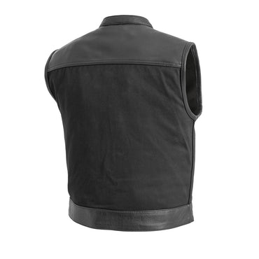 Lowrider Men's Motorcycle Leather/Twill Vest Men's Leather/Twill Vest First Manufacturing Company