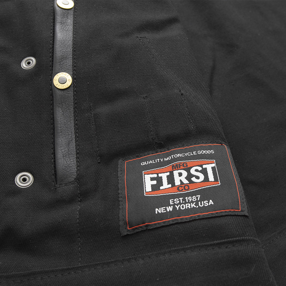 Lowrider Men's Motorcycle Leather/Twill Vest Men's Leather/Twill Vest First Manufacturing Company