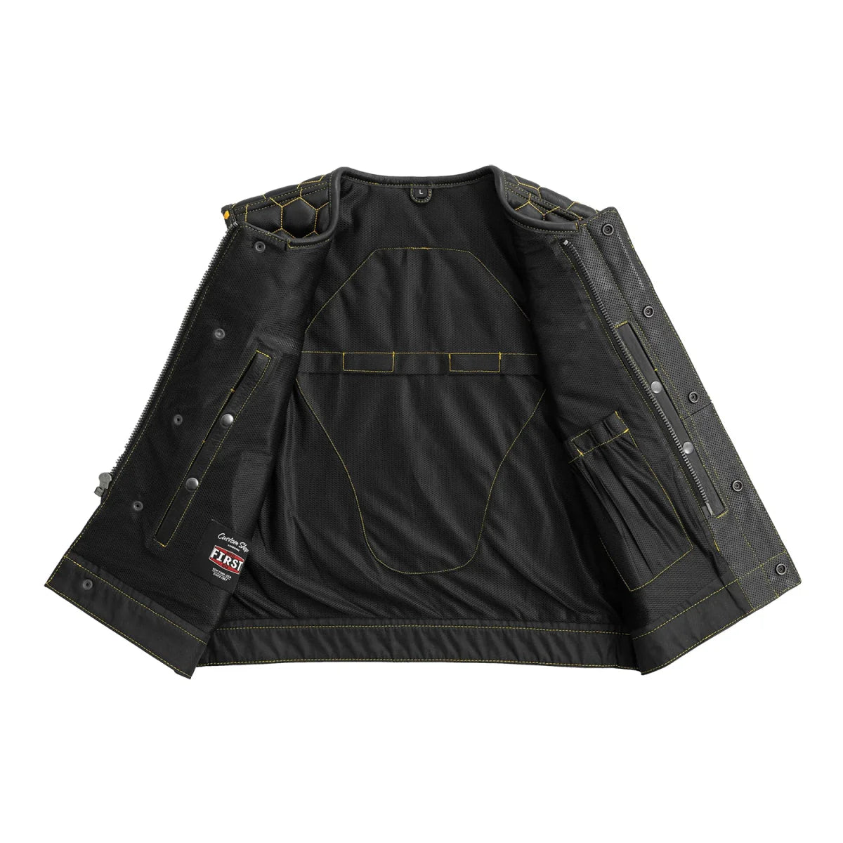 Lowside Hornet Perforated Men's Club Style Leather Vest Men's Leather Vest First Manufacturing Company