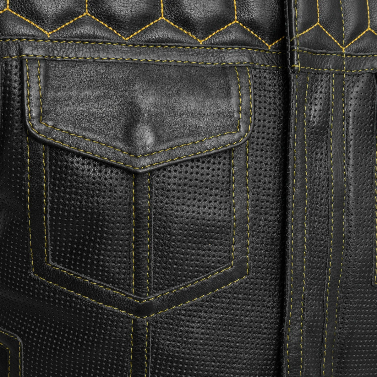 Lowside Hornet Perforated Men's Club Style Leather Vest Men's Leather Vest First Manufacturing Company