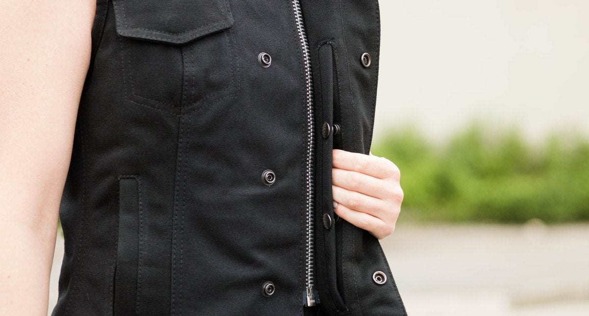 Ludlow Women's Motorcycle Canvas Vest Garage Sale First Manufacturing Company