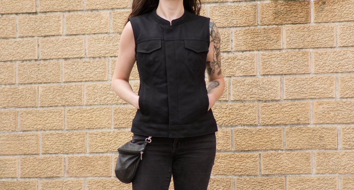 Ludlow Women's Motorcycle Canvas Vest Garage Sale First Manufacturing Company