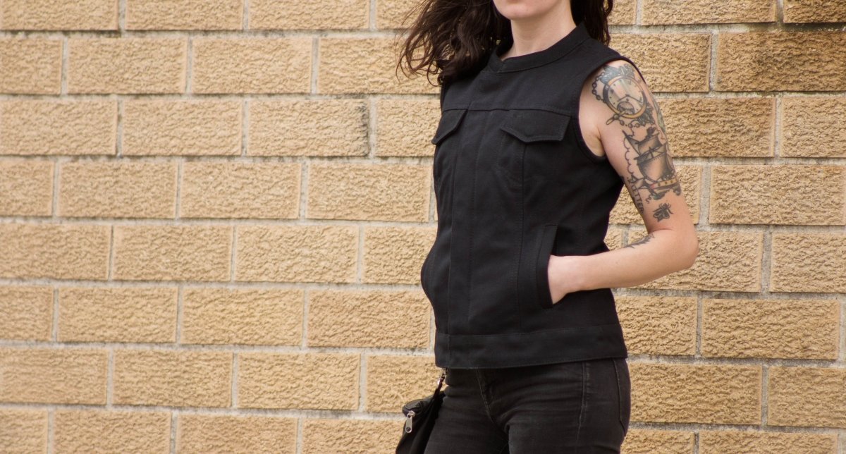 Ludlow Women's Motorcycle Canvas Vest Garage Sale First Manufacturing Company
