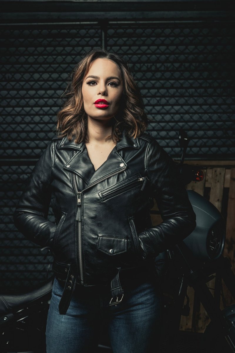 Popstar Women's  Motorcycle Leather Jacket Women's Leather Jacket First Manufacturing Company