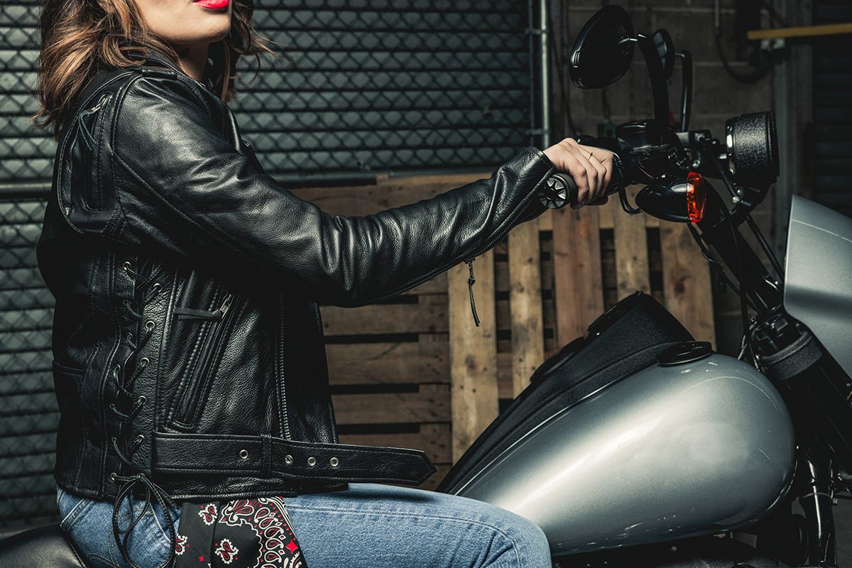 Popstar Women's  Motorcycle Leather Jacket Women's Leather Jacket First Manufacturing Company