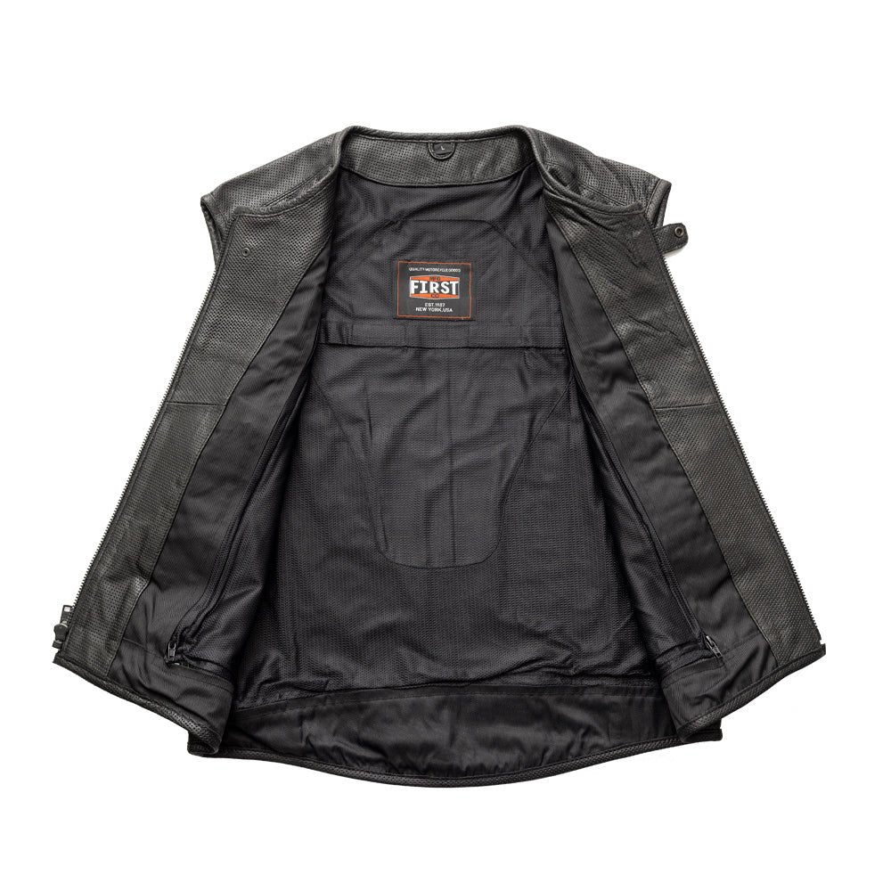 Raceway - Men's Motorcycle Perforated Leather Vest Men's Leather Vest First Manufacturing Company