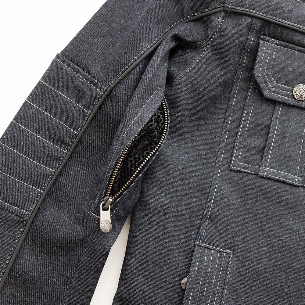 Rowdy Men's Thunder Denim Motorcycle Jacket Men's Thunder Denim Jacket First Manufacturing Company