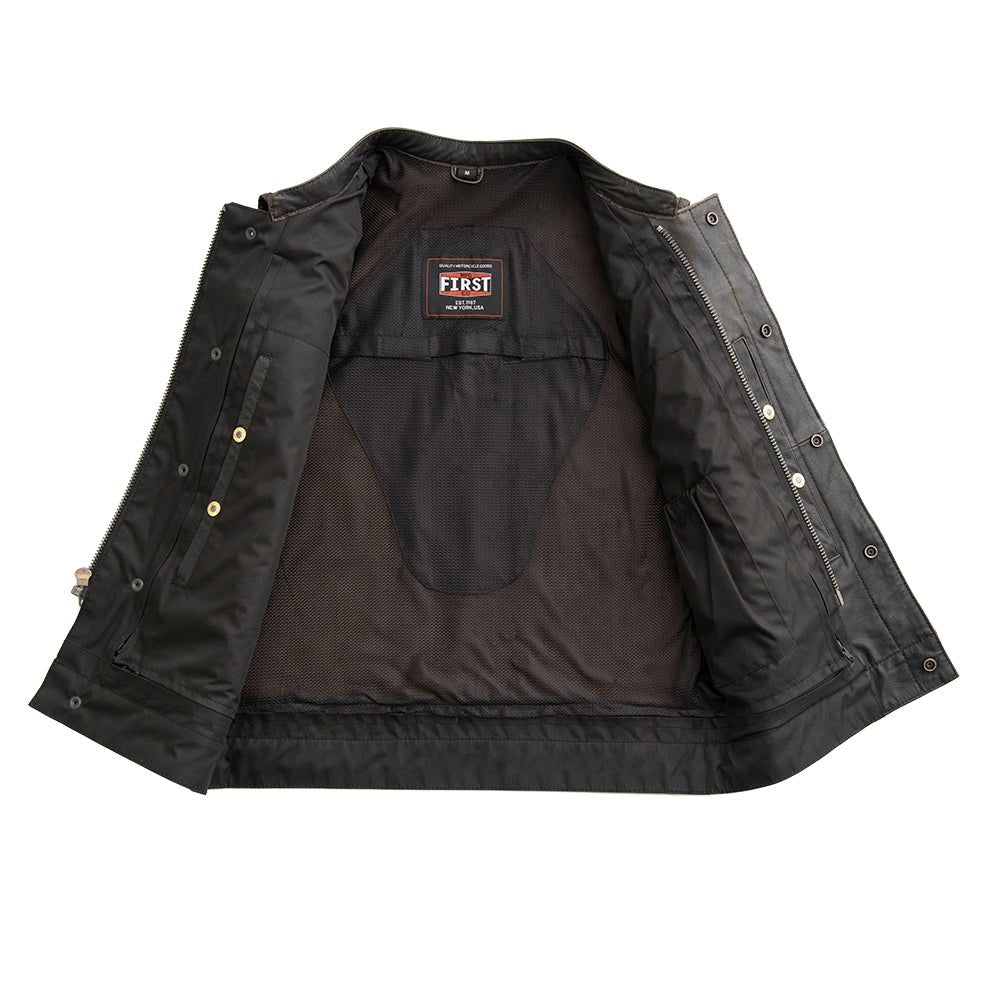 Sharp Shooter Men's Motorcycle Leather Vest Men's Leather Vest First Manufacturing Company