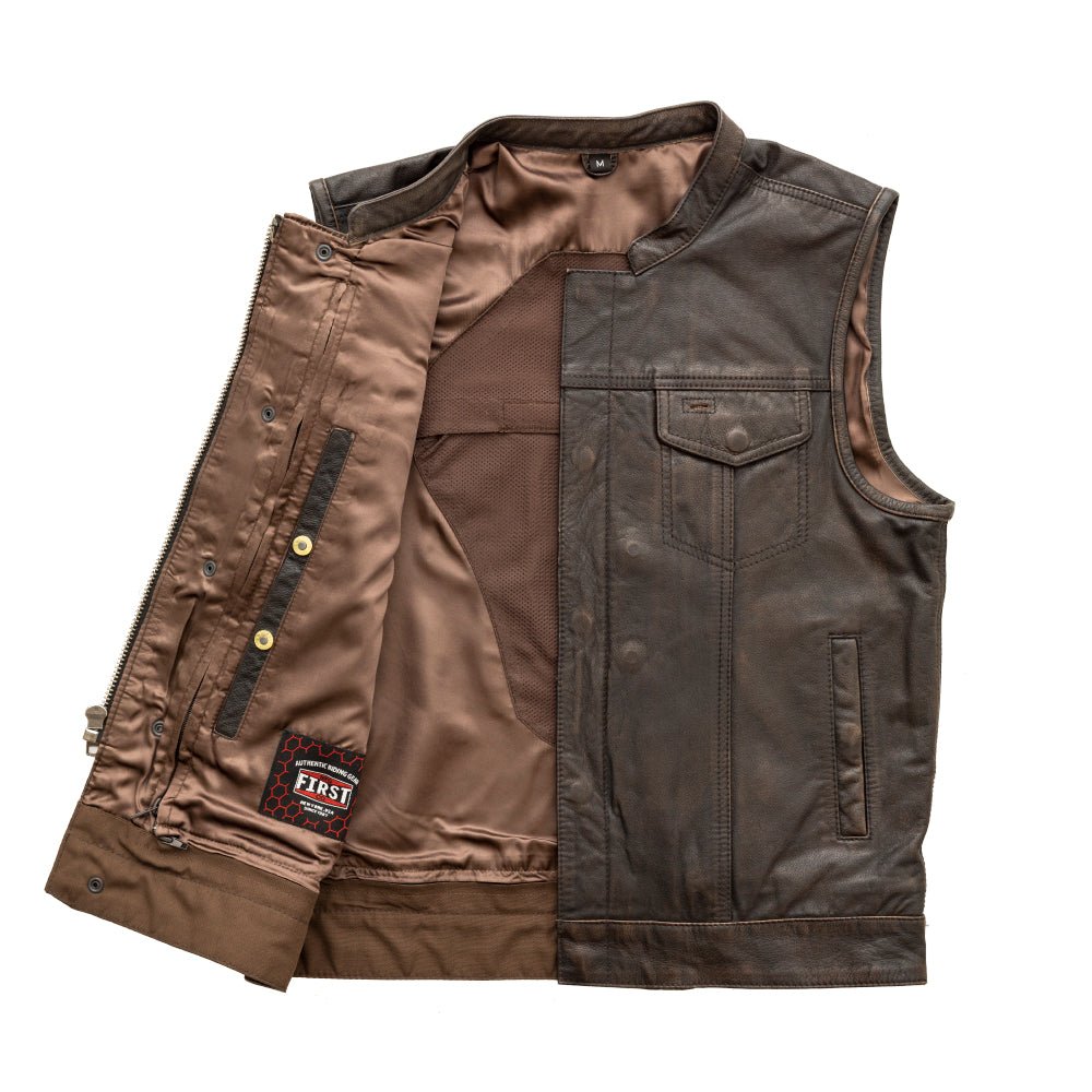 Sharp Shooter Men's Motorcycle Leather Vest Men's Leather Vest First Manufacturing Company