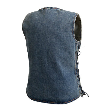 Tiff Women's Motorcycle Denim Vest Women's Denim Vest First Manufacturing Company