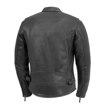 Turbine Men's Motorcycle Perforated Leather Jacket Men's Leather Jacket First Manufacturing Company