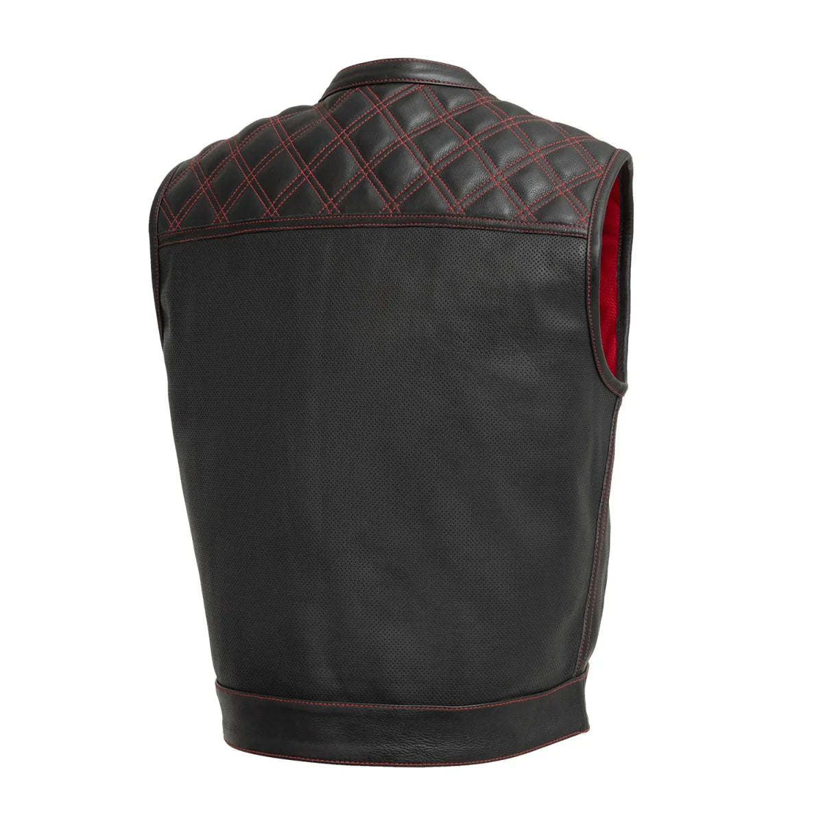 Upside Perforated Men's Club Style Leather Vest Men's Leather Vest First Manufacturing Company