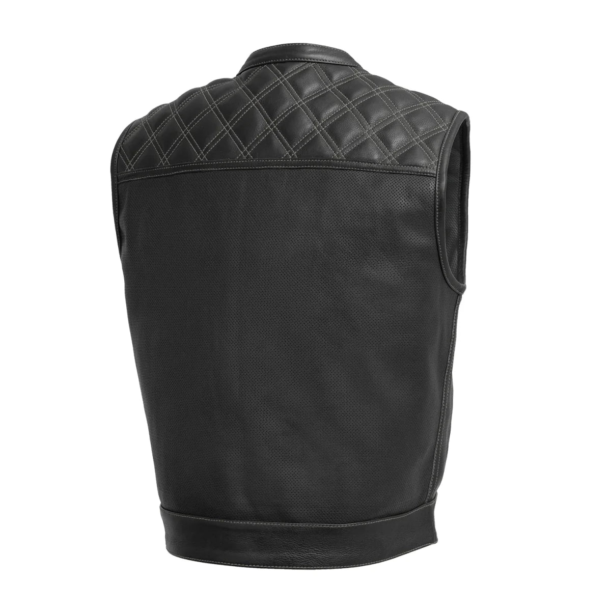 Upside Perforated Men's Club Style Leather Vest Men's Leather Vest First Manufacturing Company