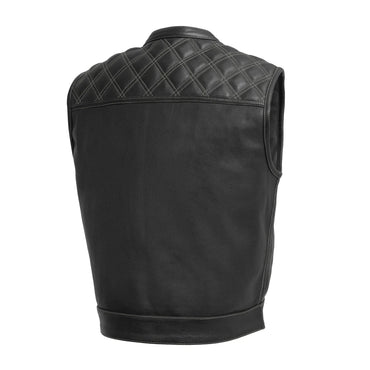Upside Perforated Men's Club Style Leather Vest Men's Leather Vest First Manufacturing Company