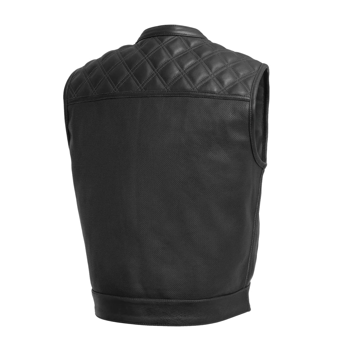 Upside Perforated Men's Club Style Leather Vest Men's Leather Vest First Manufacturing Company