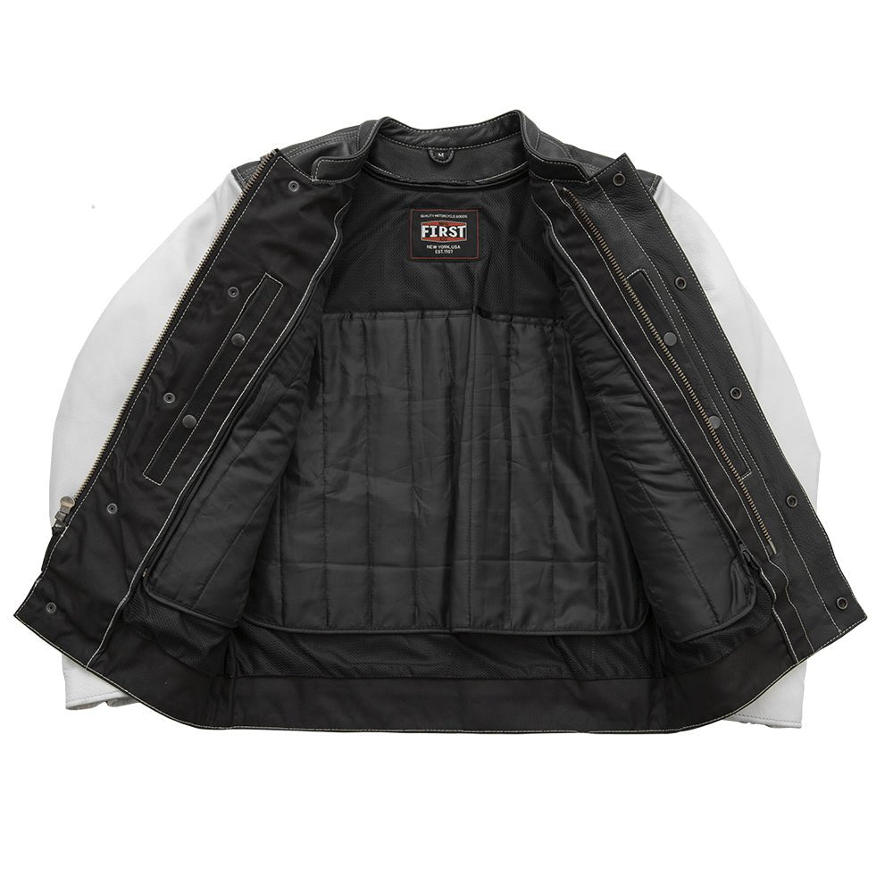 Vincent Men's Cafe Style Leather Jacket  First Manufacturing Company