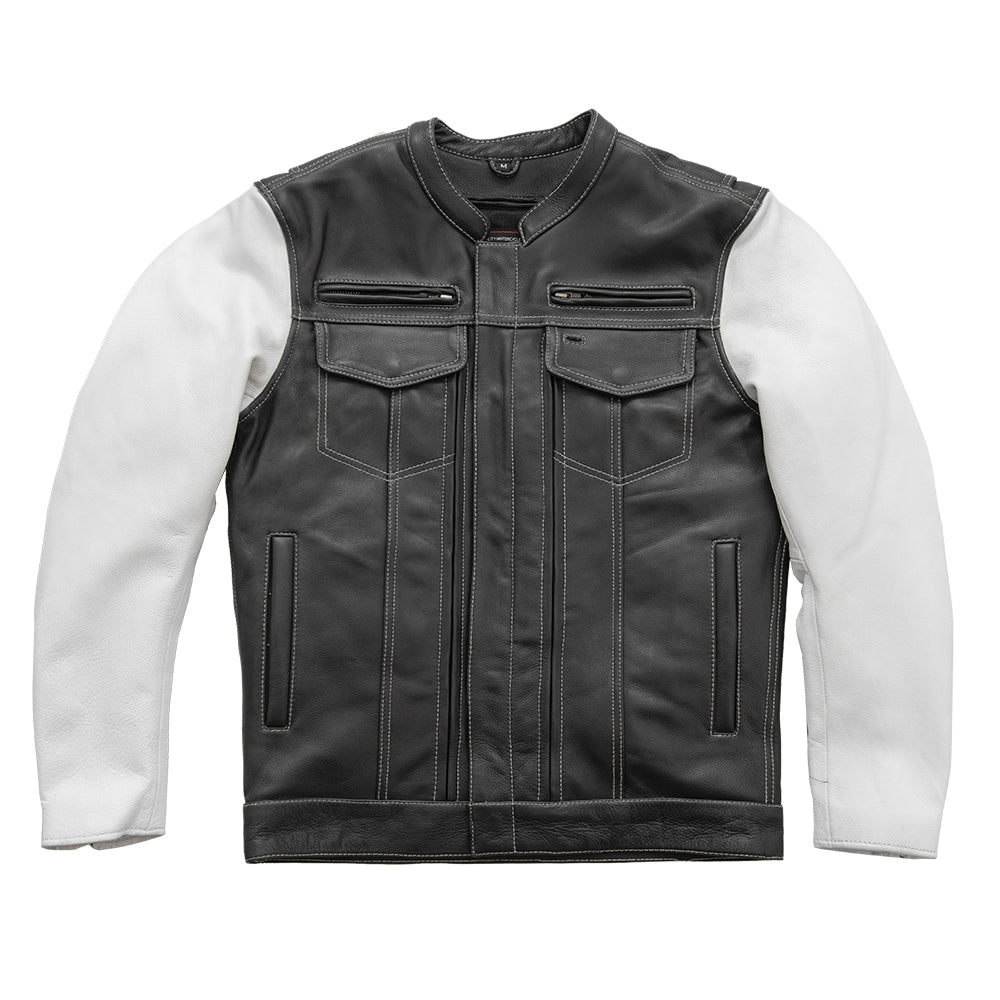 Vincent Men's Cafe Style Leather Jacket  First Manufacturing Company