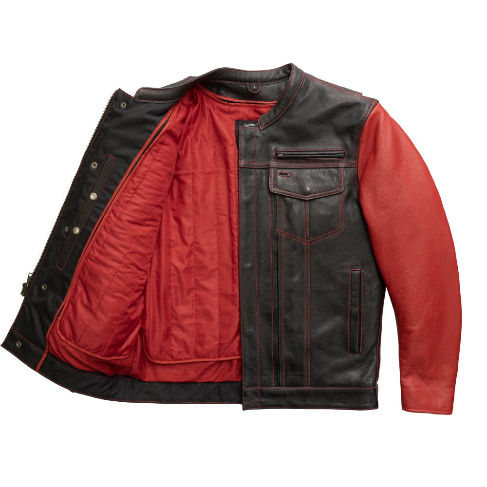 Vincent Men's Cafe Style Leather Jacket  First Manufacturing Company
