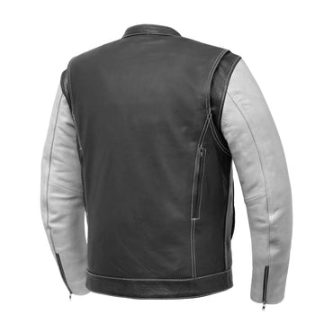 Vincent Men's Cafe Style Leather Jacket  First Manufacturing Company