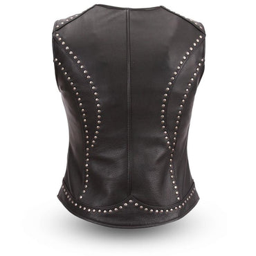 Taylor - Women's Motorcycle Leather Vest - Zohastyle