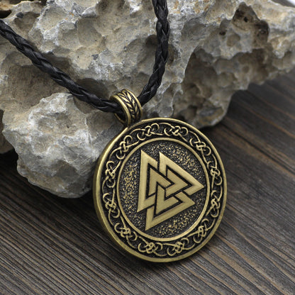 Viking Valknut Odin's Symbol Necklace - Norse Runes Amulet for Men