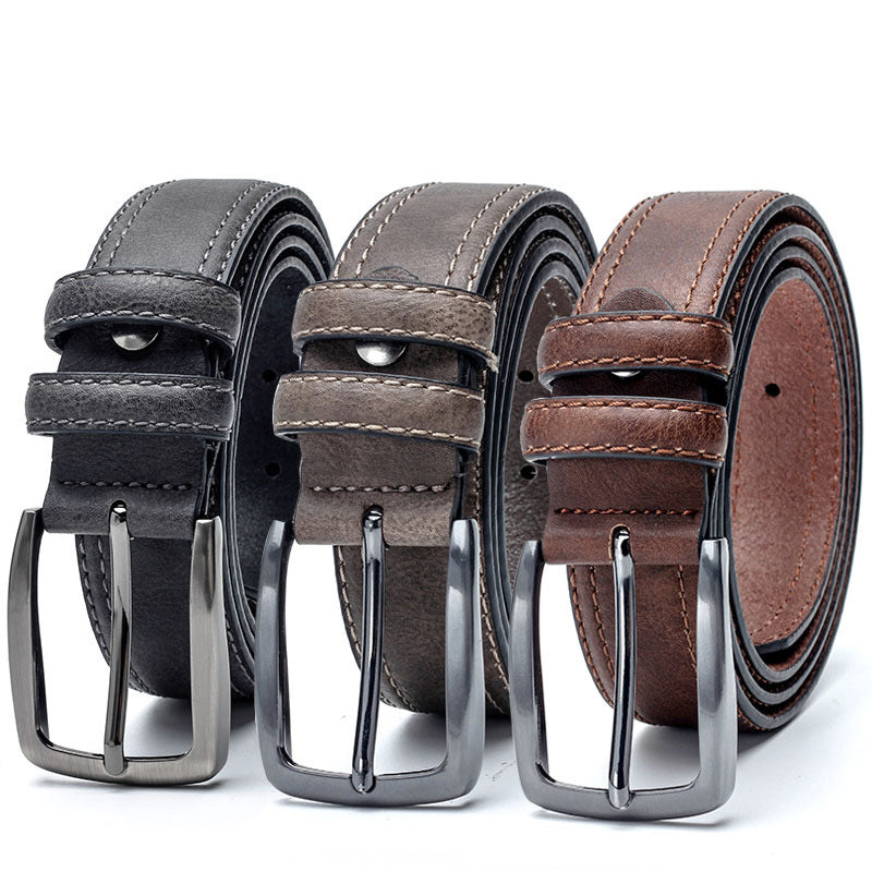 Men's Vintage Luxury Split Leather Designer Belt for Jeans