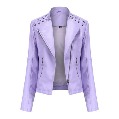 Women's Motorcycle Slim Thin Leather Jacket