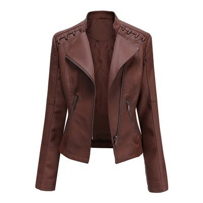 Women's Motorcycle Slim Thin Leather Jacket