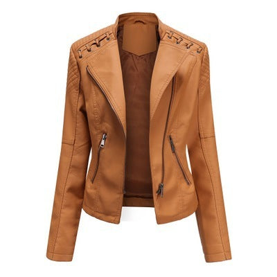 Women's Motorcycle Slim Thin Leather Jacket