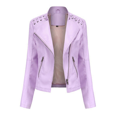 Women's Motorcycle Slim Thin Leather Jacket