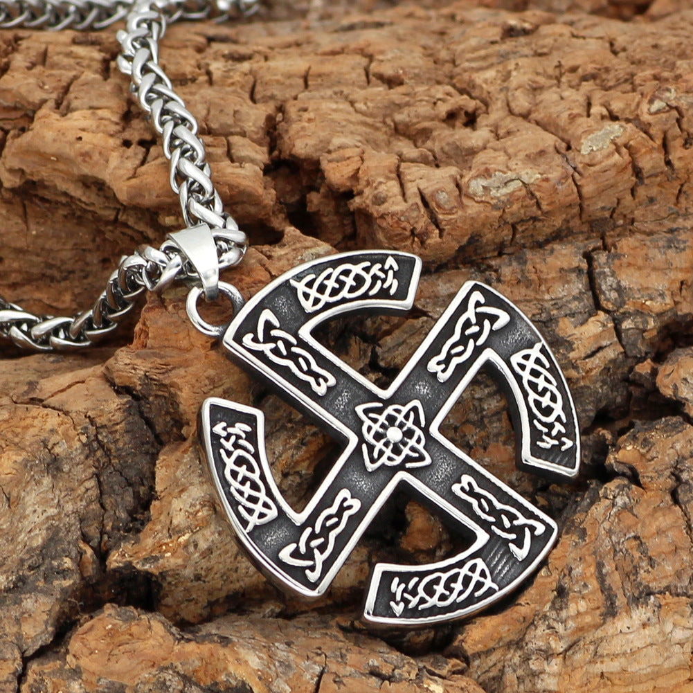 Stainless Steel Viking Rune Pendant Necklace – Bold Men's Jewelry