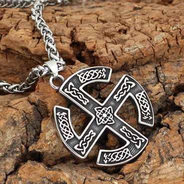 Stainless Steel Viking Rune Pendant Necklace – Bold Men's Jewelry