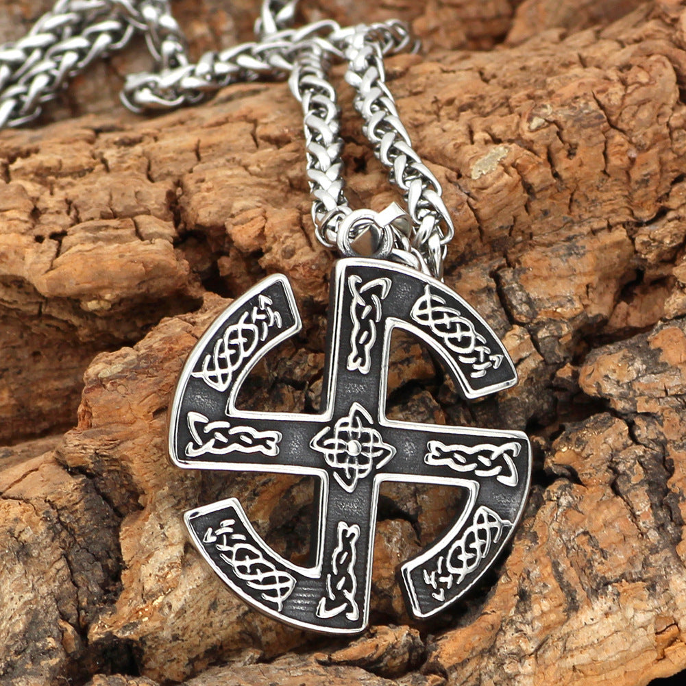 Stainless Steel Viking Rune Pendant Necklace – Bold Men's Jewelry