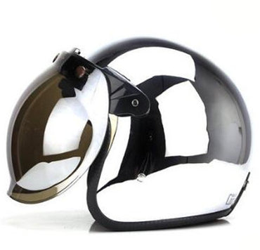 Retro Silver Plated Electric Car Helmet – Unisex Cool Motorcycle Helmet