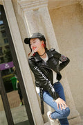 Women Autumn Winter Faux Soft Leather Jacket Lady Black