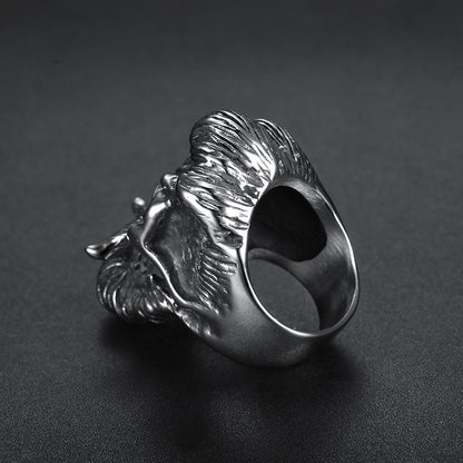 Retro Beard Skull Ring Stainless Steel