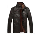 Oblique Zipper Men's Leather Winter Down Biker Jacket