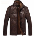 Oblique Zipper Men's Leather Winter Down Biker Jacket