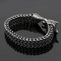 Men Stainless Steel Vintage Black Wolf Head Cuban Wristband