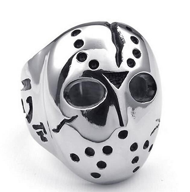 Mens Friday The 13th Stainless Steel Biker Ring